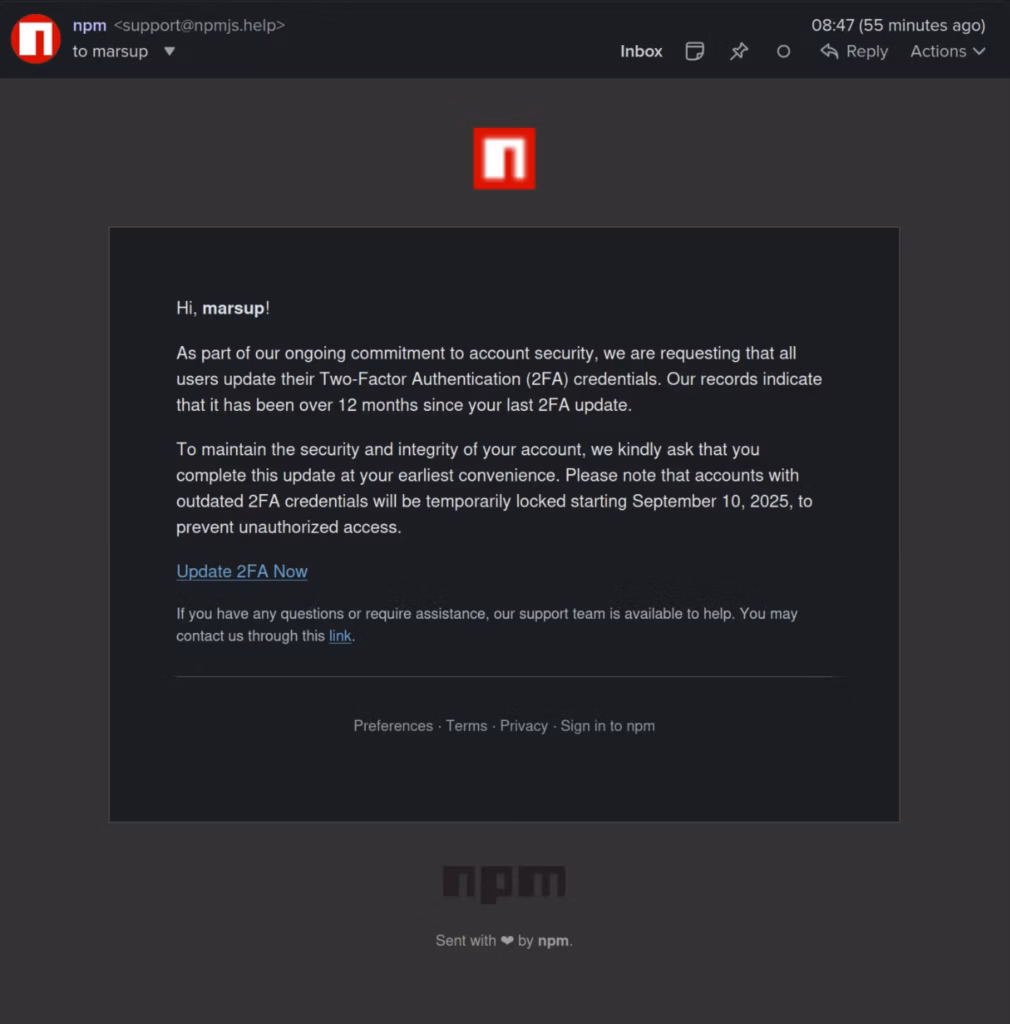 phishing email screenshot
