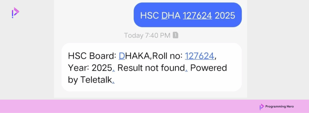 Result Check via sms 2025