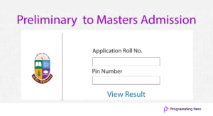 Preliminary to Masters Admission Result 2026
