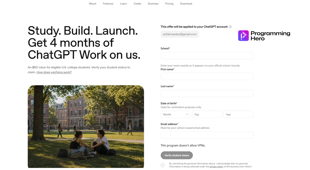 ChatGPT Plus free for 4 months 